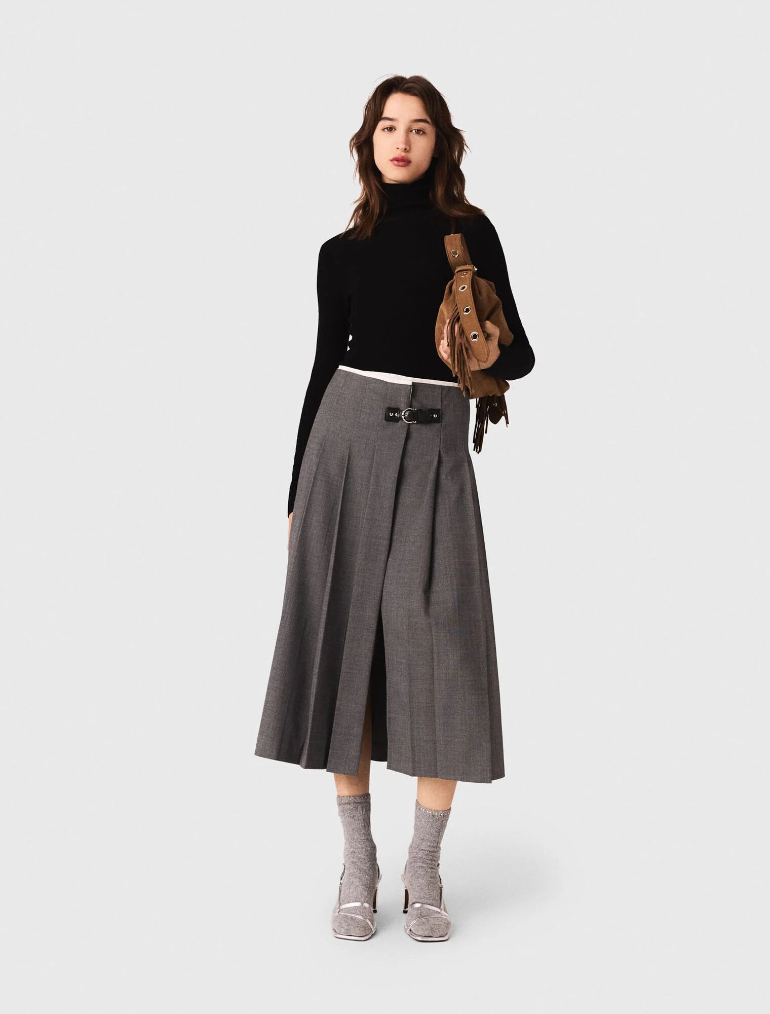 Long pleated skirt Grey