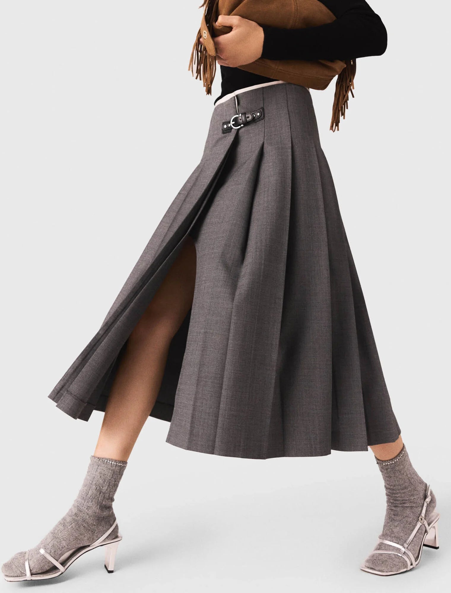 Long pleated skirt Grey