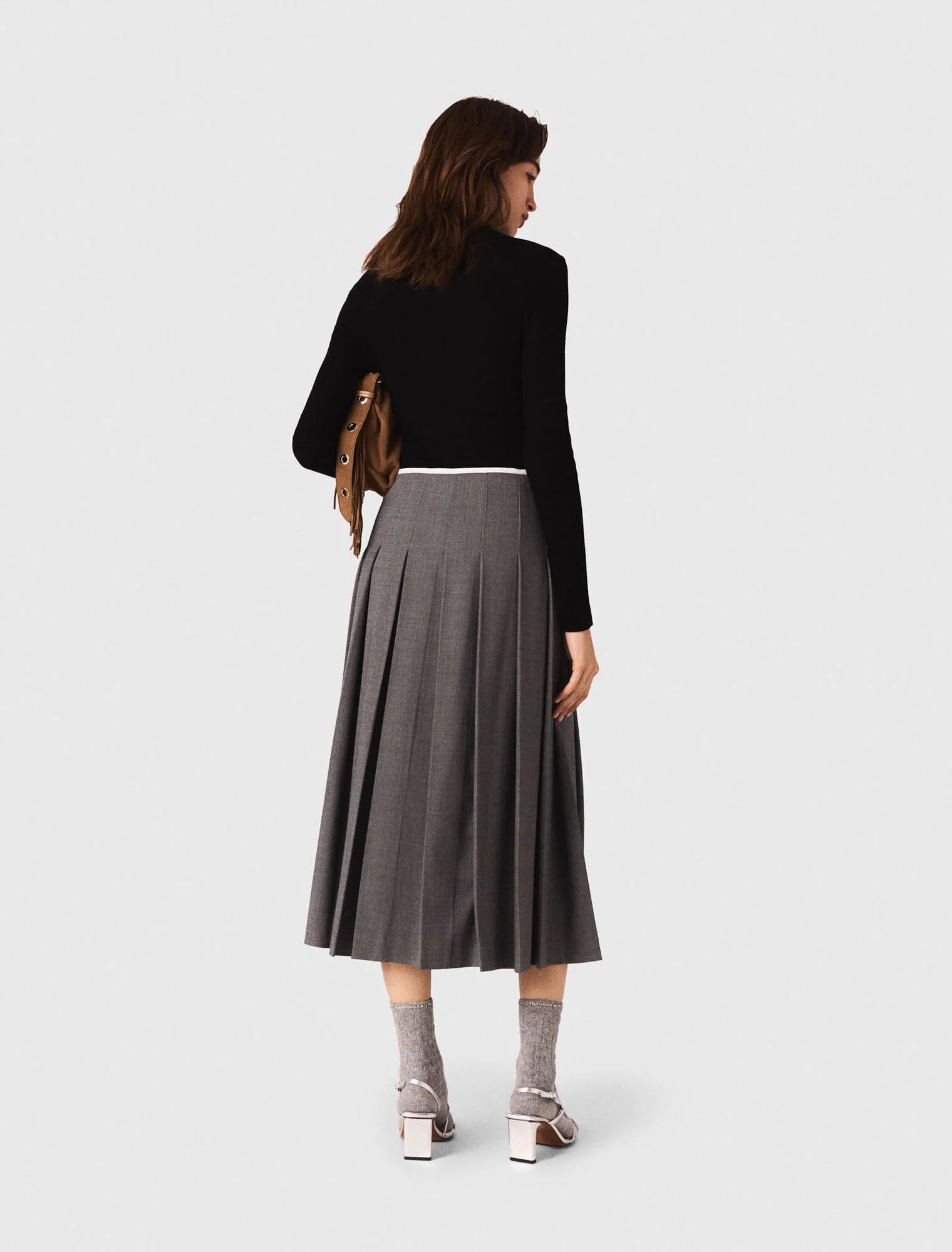 Long pleated skirt Grey