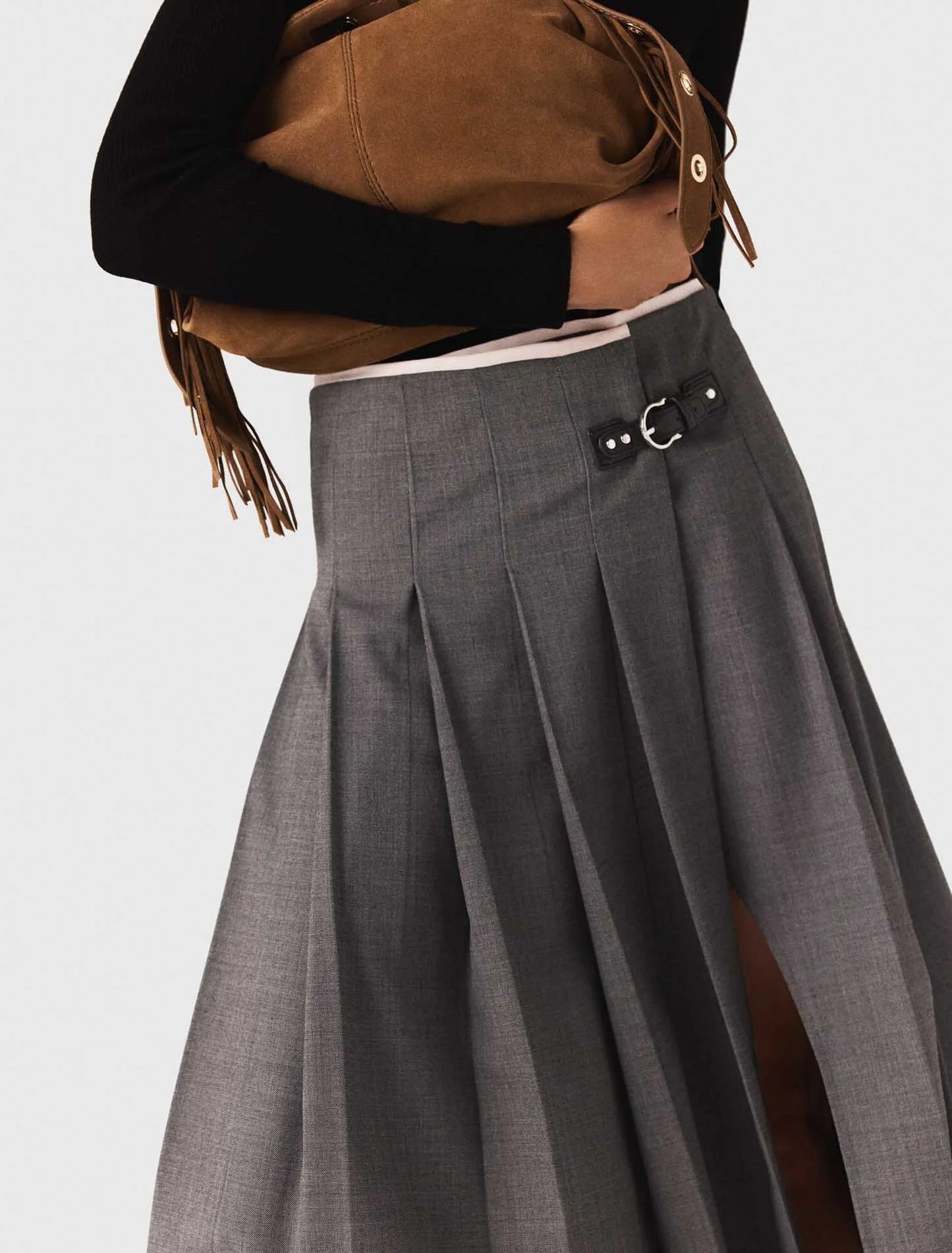 Long pleated skirt Grey