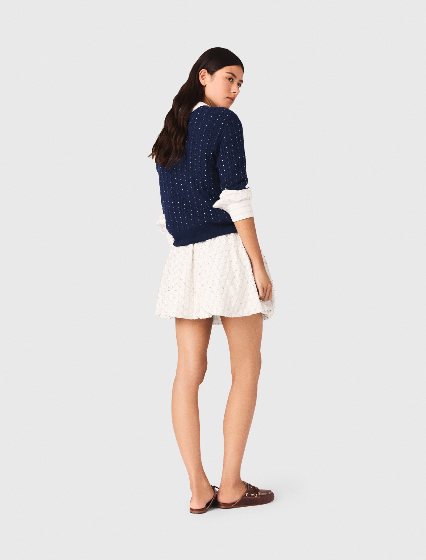 Beaded Bubble Skirt White