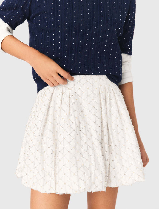 Beaded Bubble Skirt White