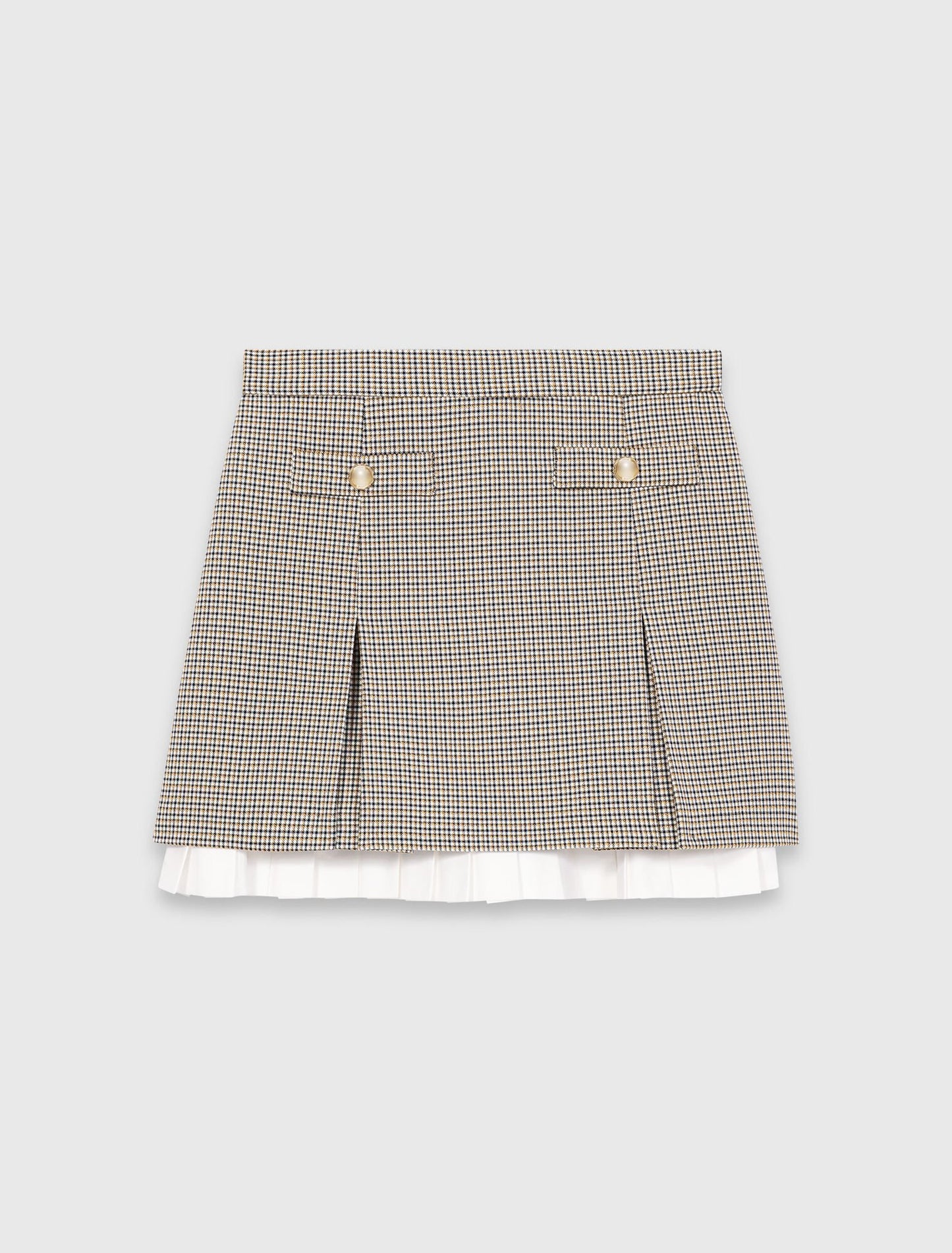 Pleated Skirt With Poplin Details Brown Checks