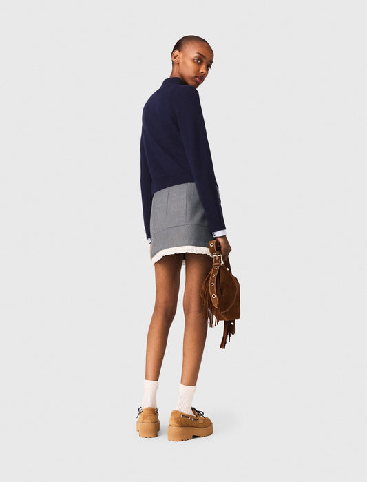 A-line poplin skirt with band GREY