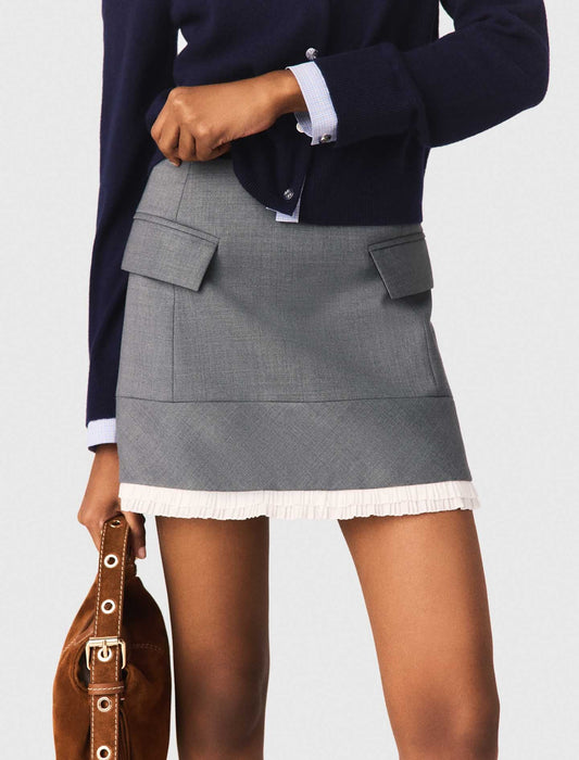 A-line poplin skirt with band GREY