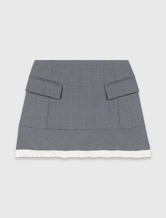 A-line poplin skirt with band GREY