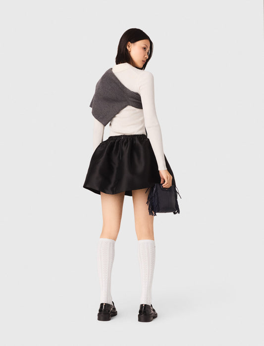 Short Taffeta Bubble Skirt BLACK