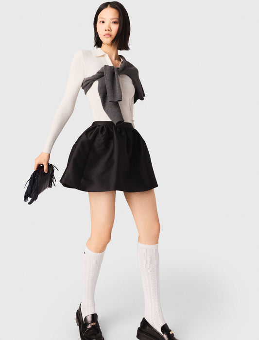 Short Taffeta Bubble Skirt BLACK