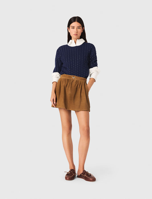 Short Suede Skirt Camel