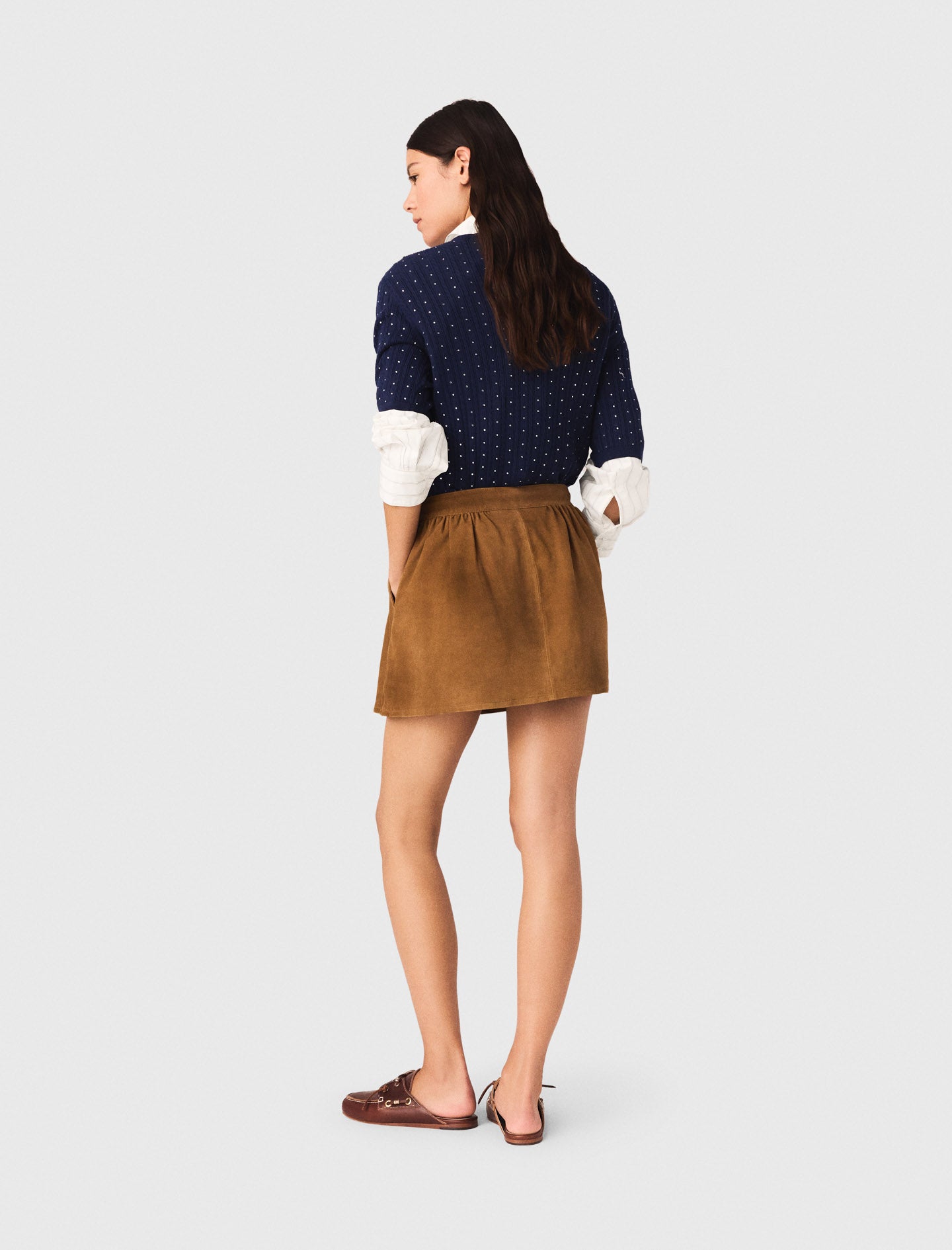 Short Suede Skirt Camel