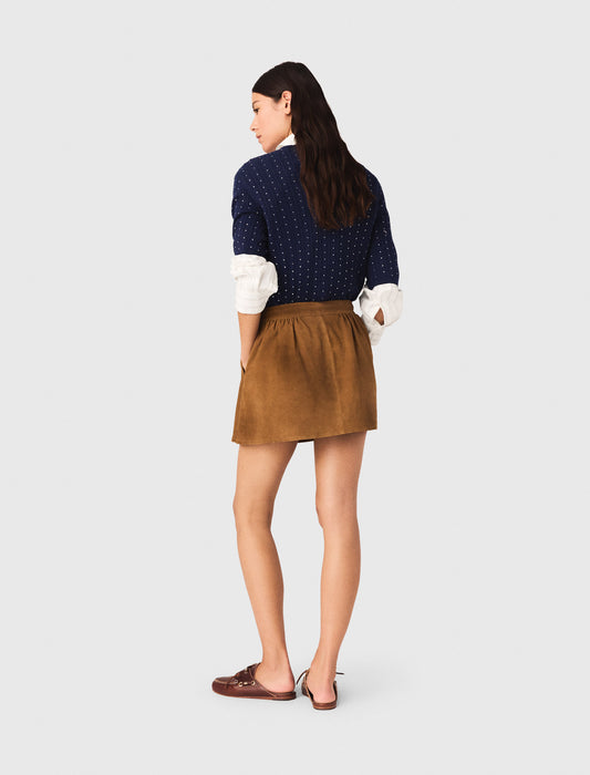 Short Suede Skirt Camel