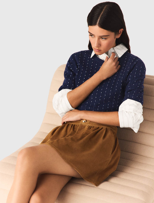 Short Suede Skirt Camel