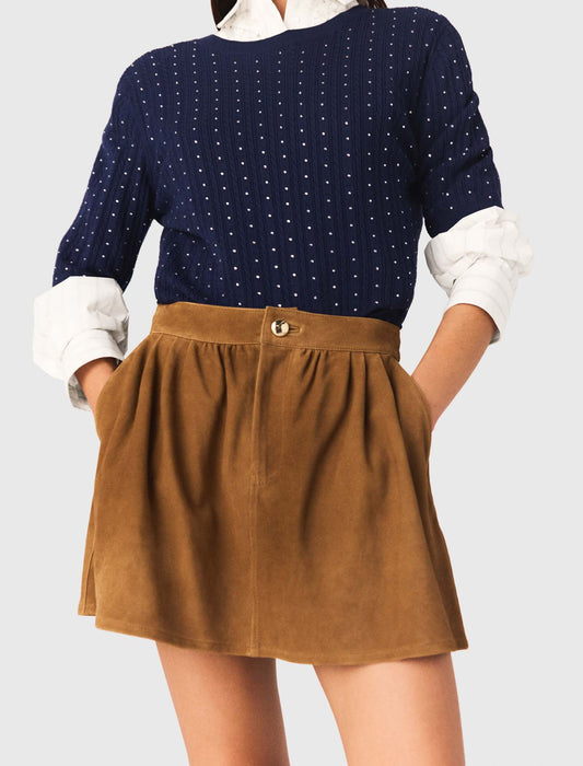 Short Suede Skirt Camel