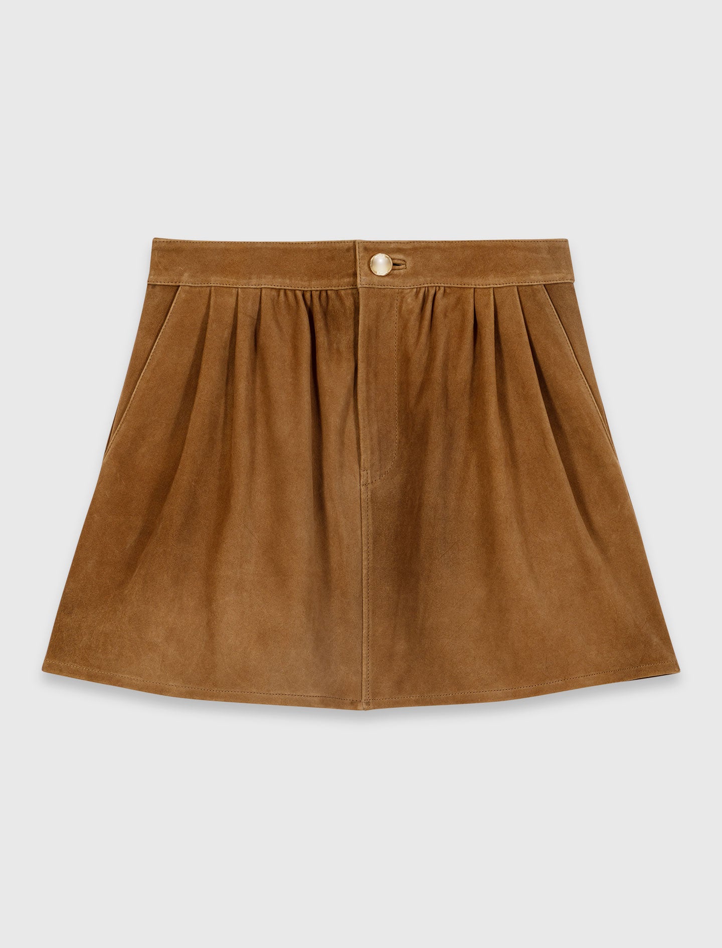 Short Suede Skirt Camel