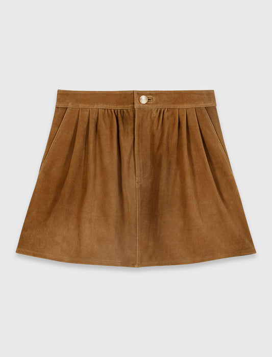 Short Suede Skirt Camel