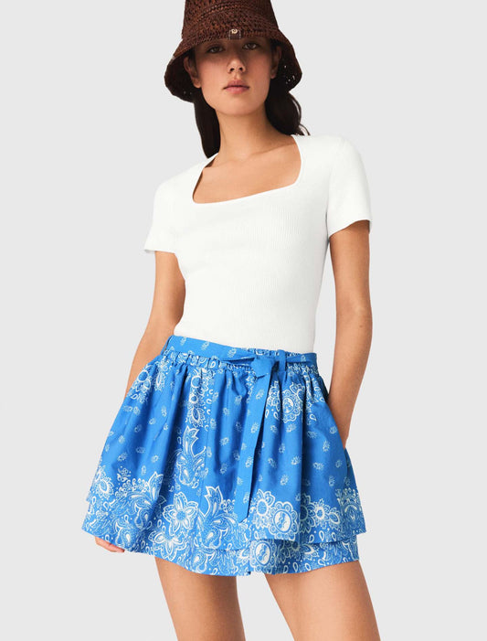 Printed ruffled skirt Sky Blue Bandana Print