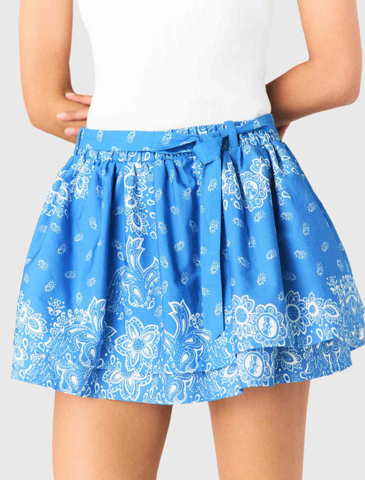 Printed ruffled skirt Sky Blue Bandana Print