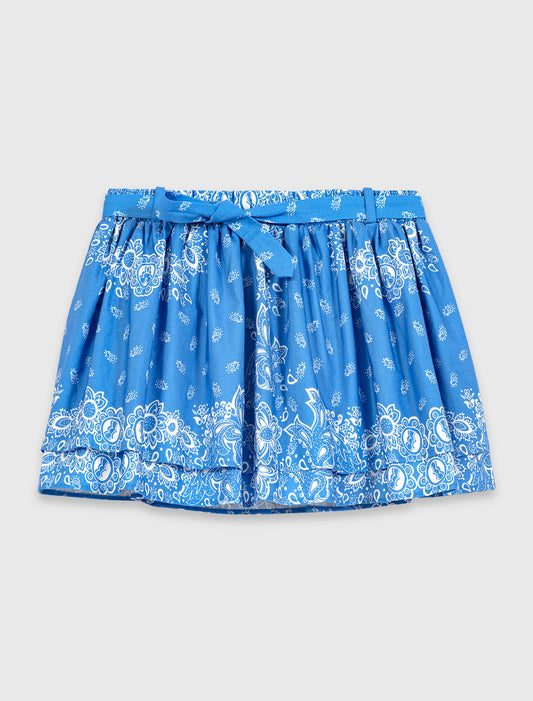 Printed ruffled skirt Sky Blue Bandana Print