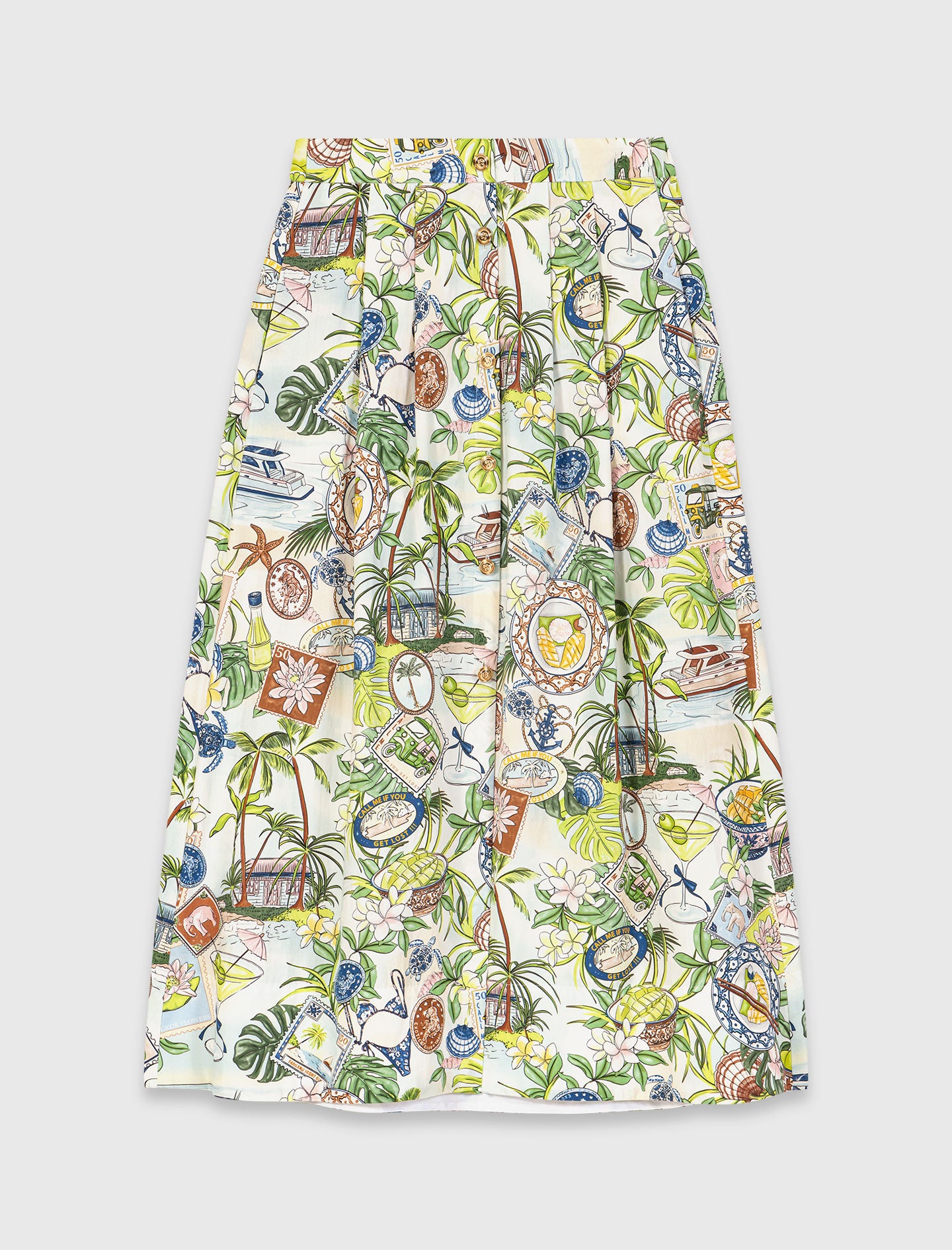 Printed maxi skirt with shorts Postcard Print