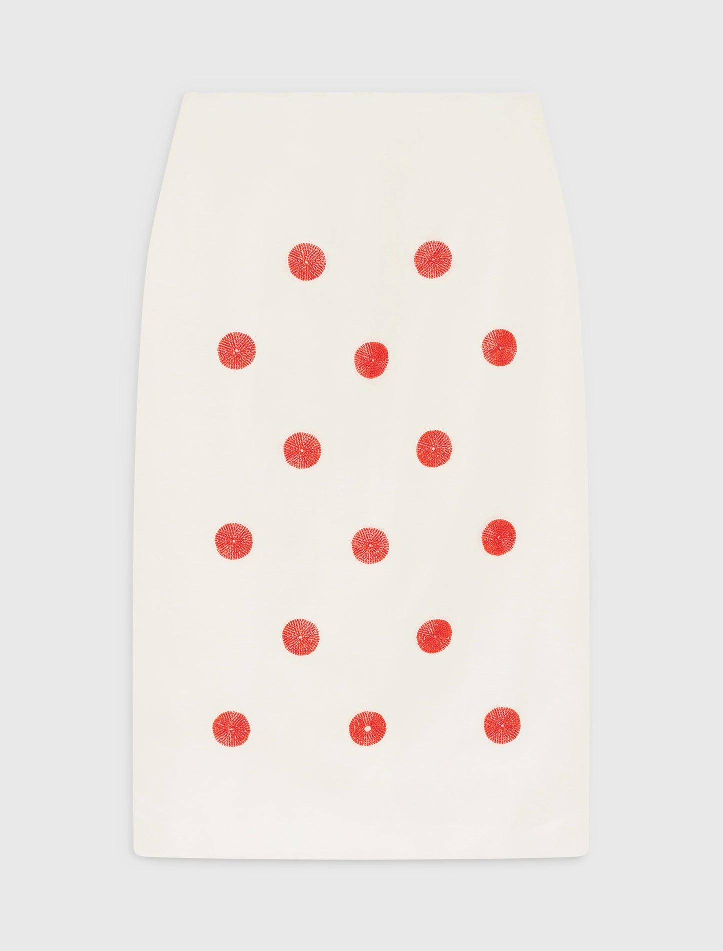 Embroidered linen-silk pencil skirt White