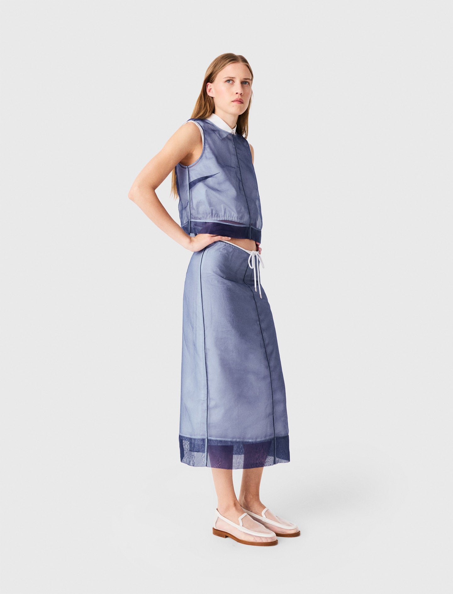 Cotton and removable organza skirt Blue