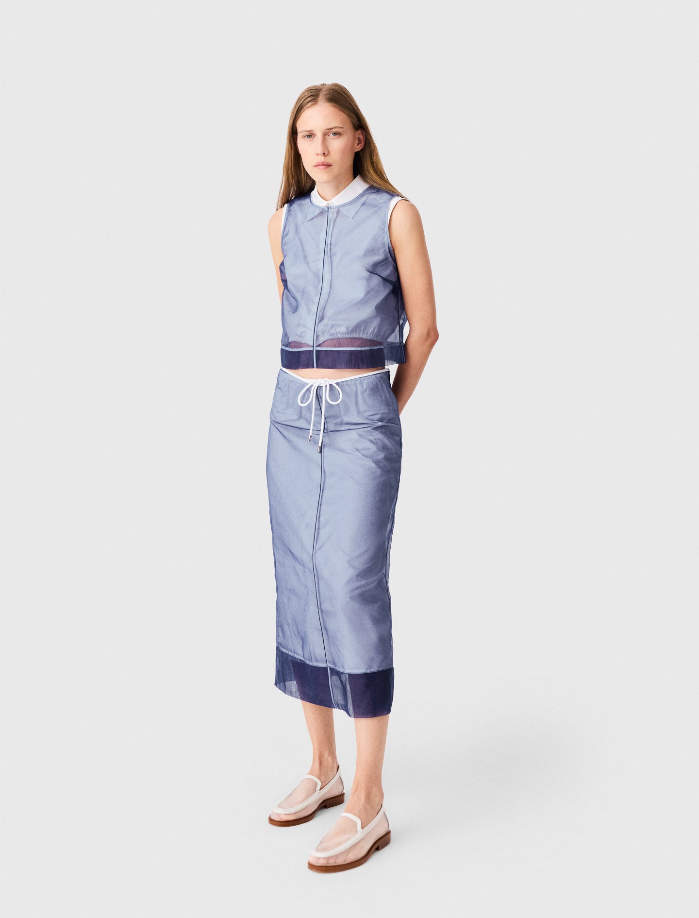 Cotton and removable organza skirt Blue