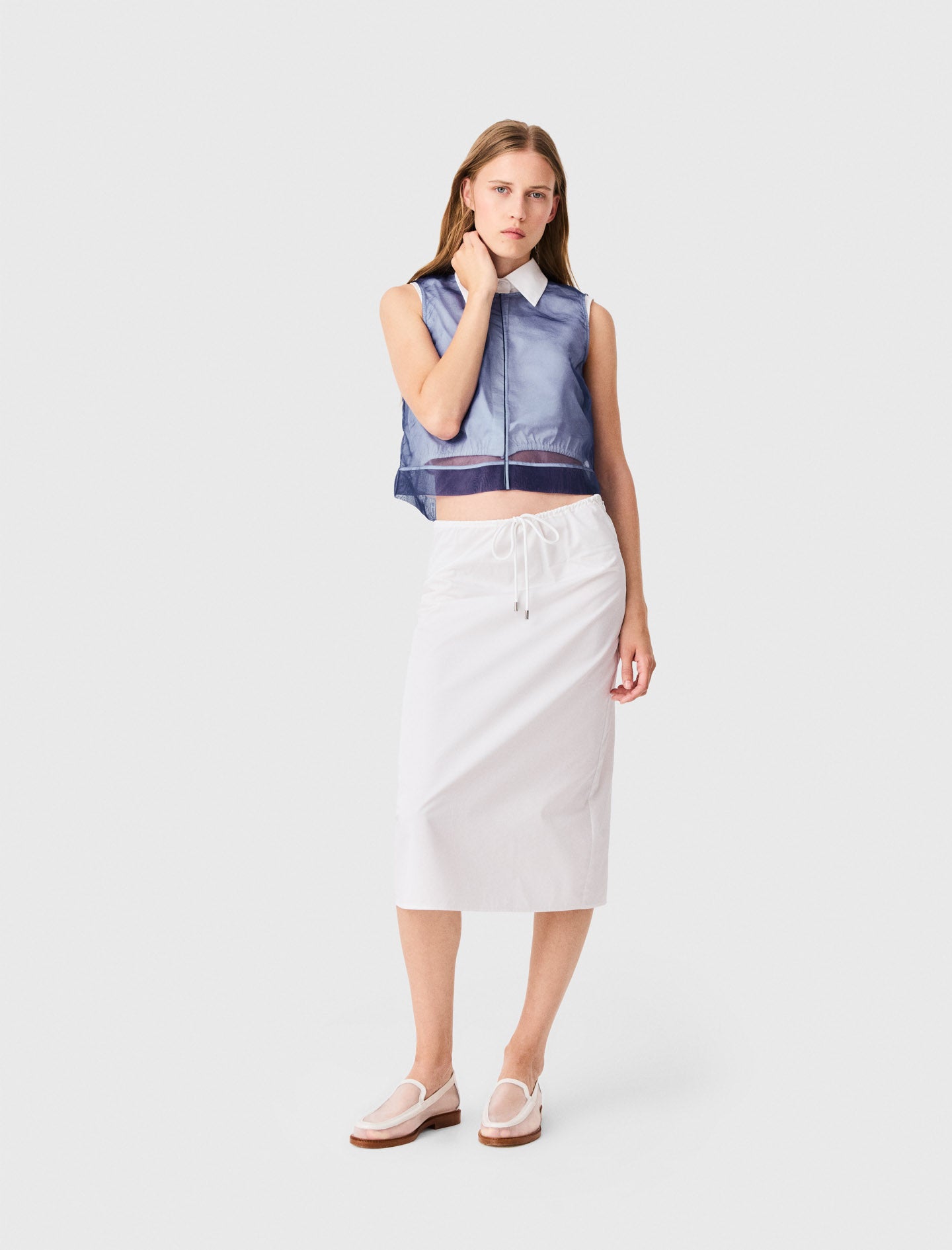 Cotton and removable organza skirt Blue