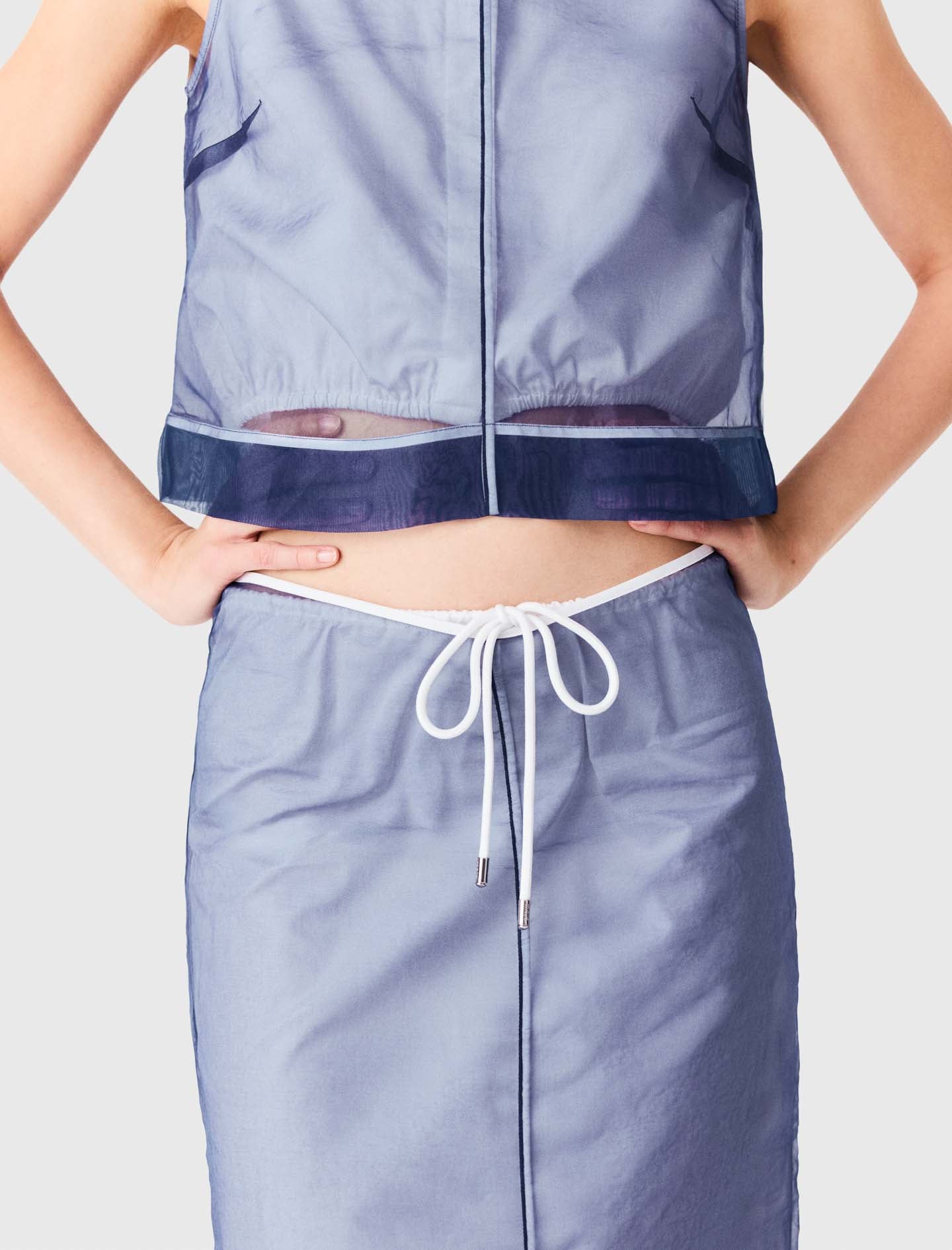 Cotton and removable organza skirt Blue