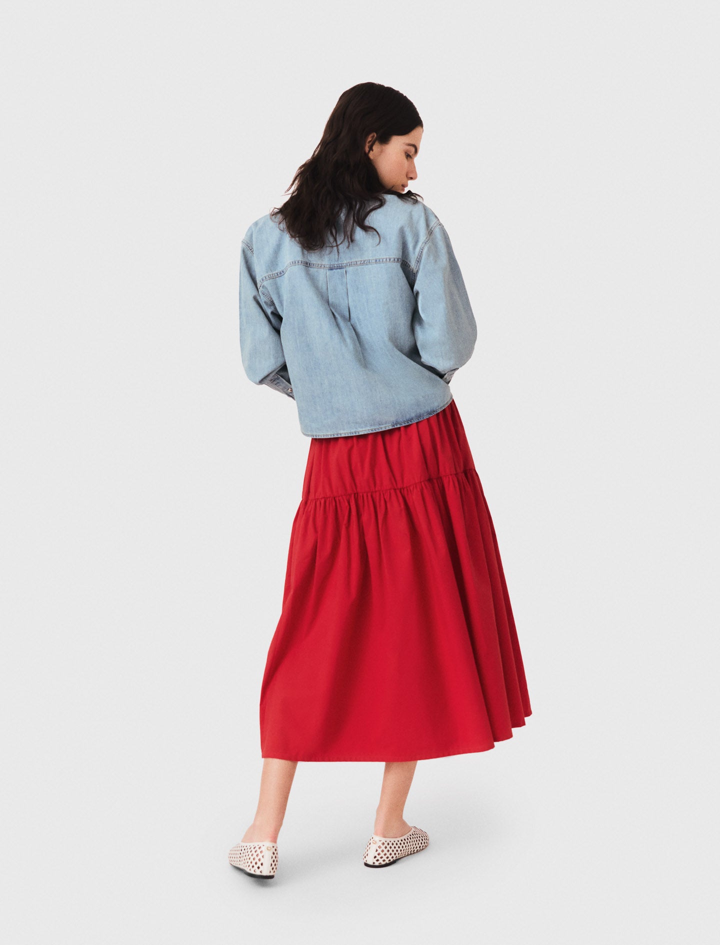 Long gathered skirt Red