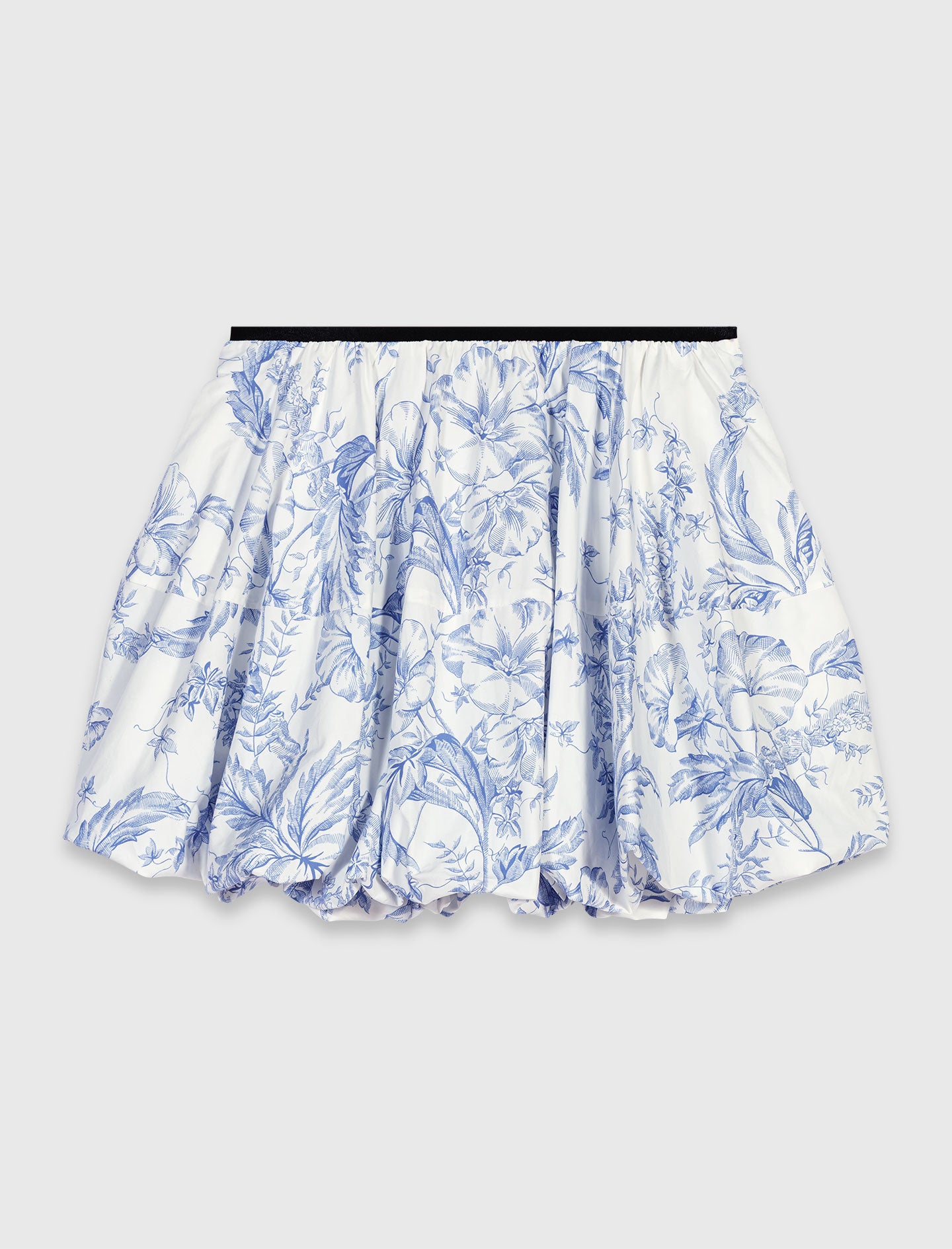 Printed balloon-effect skirt Sky Blue Large Flowers Print