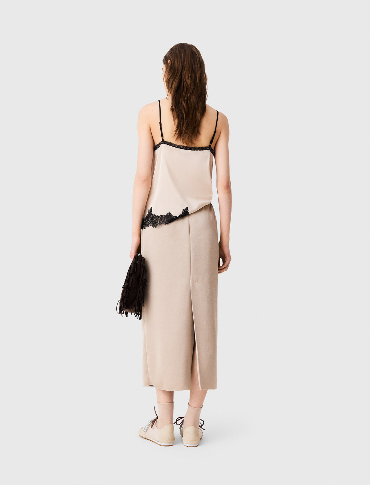 Satin pencil skirt Beige
