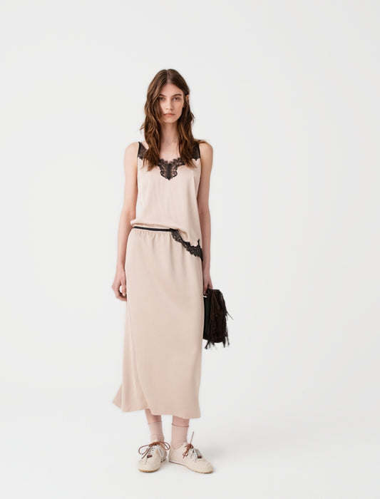 Satin pencil skirt Beige