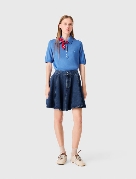 Short flared denim skirt Blue
