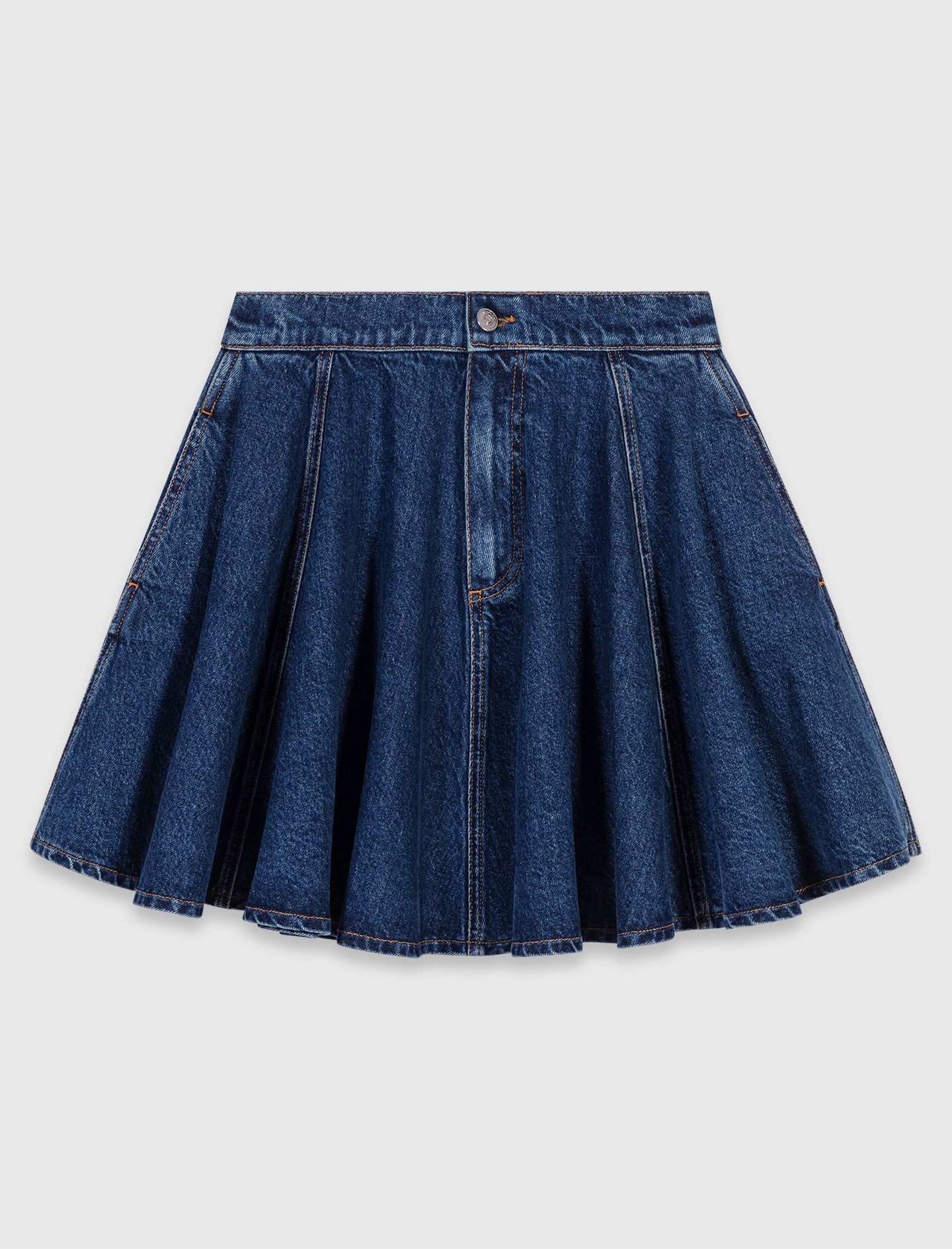 Short flared denim skirt Blue