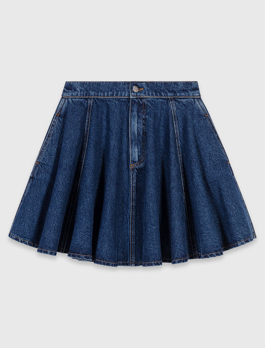Short flared denim skirt Blue