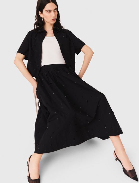 Long beaded and rhinestone skirt Black