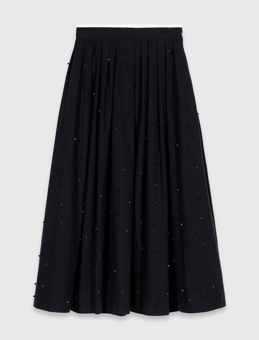 Long beaded and rhinestone skirt Black