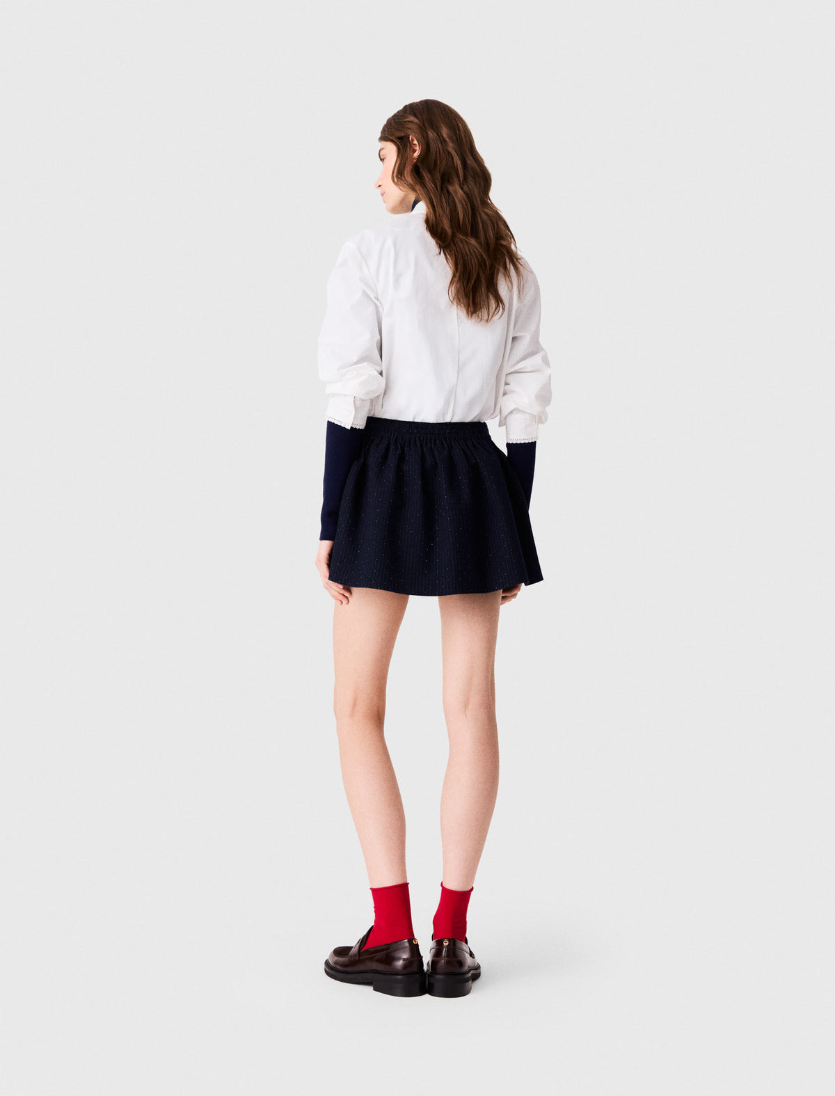Short tailored rhinestone skirt Navy