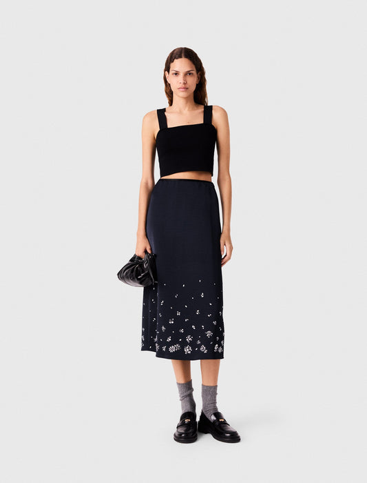 Maje Woven Skirt Navy