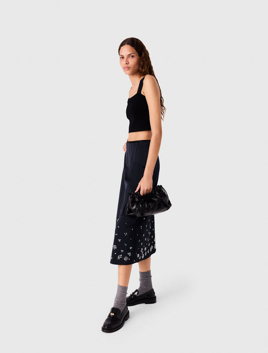 Maje Woven Skirt Navy