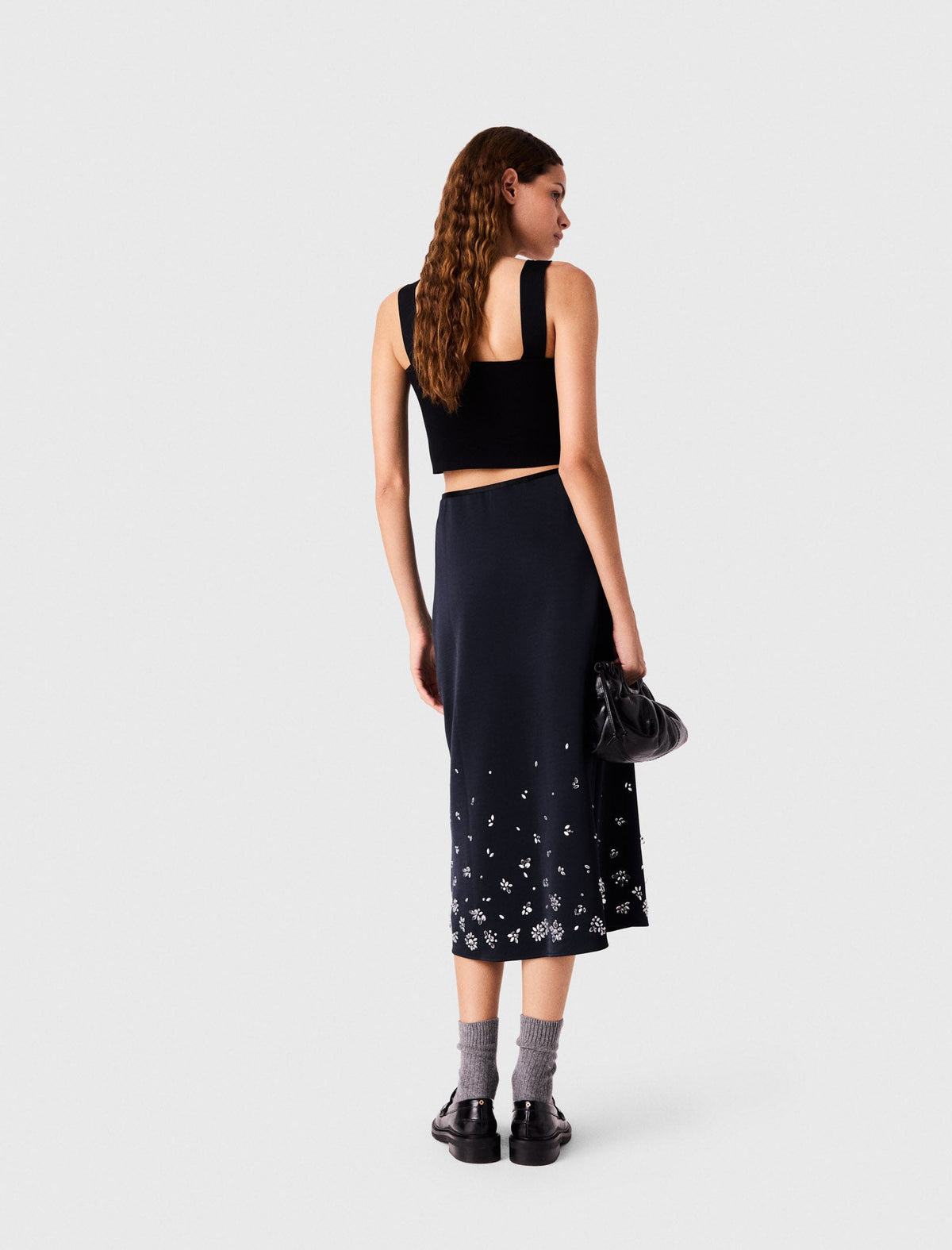 Maje Woven Skirt Navy