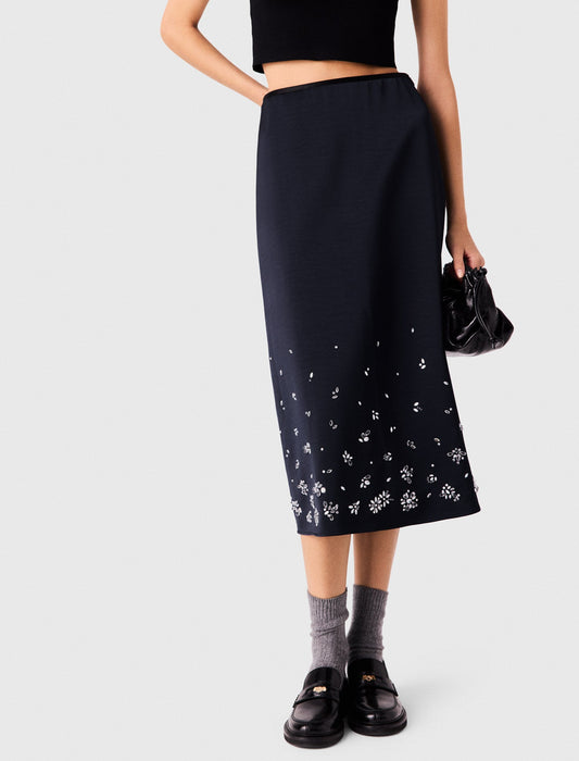 Maje Woven Skirt Navy