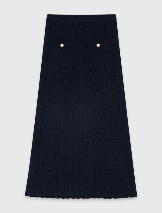 Knit pencil skirt with pockets Navy