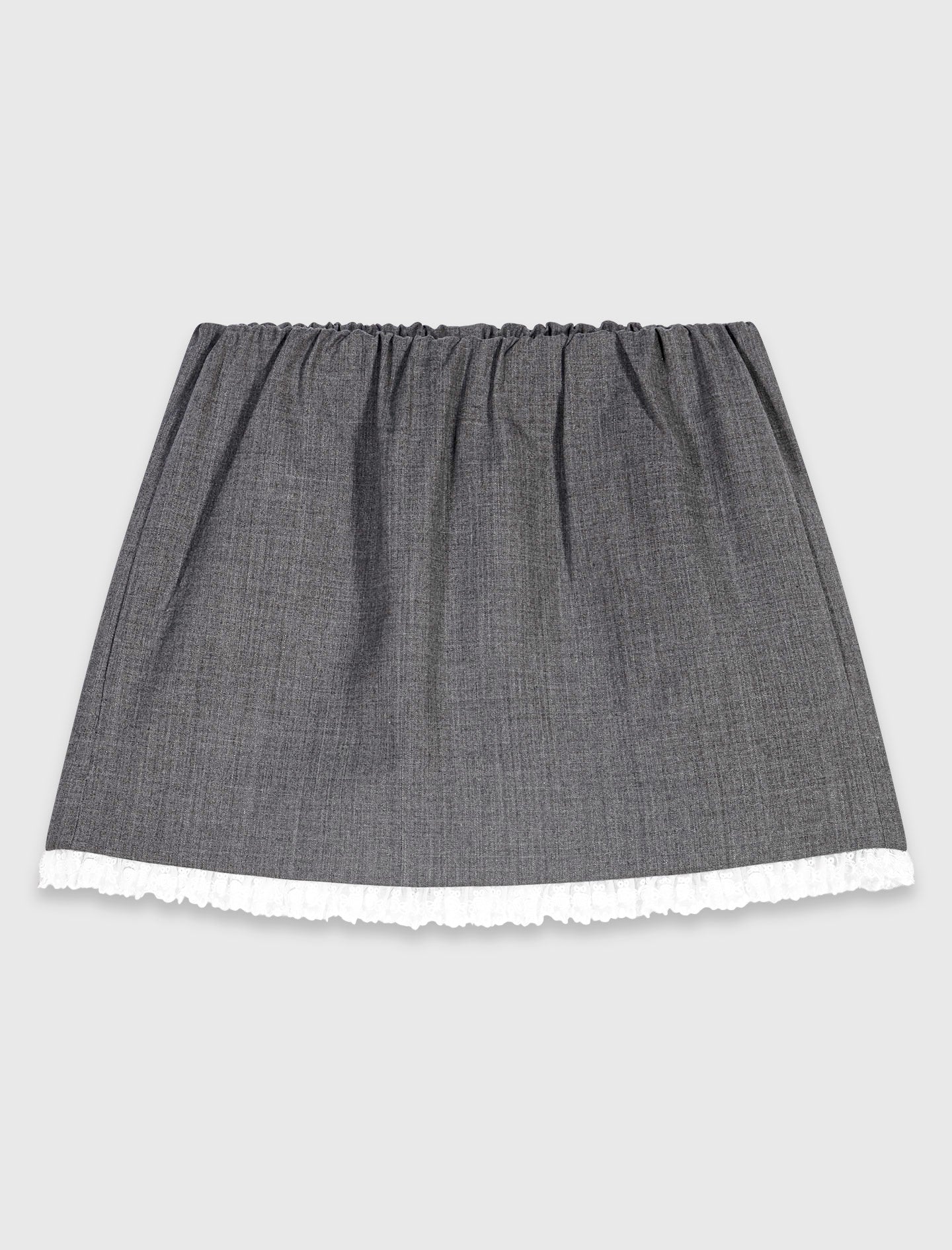 Short skirt with lace trim Grey