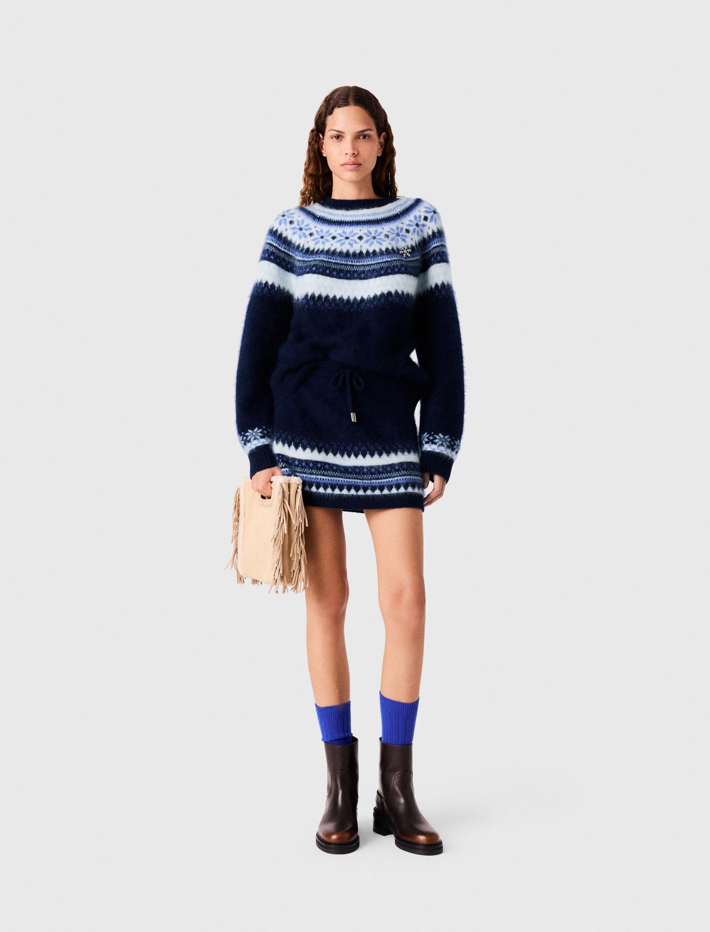 Maje Knitted Skirt Navy