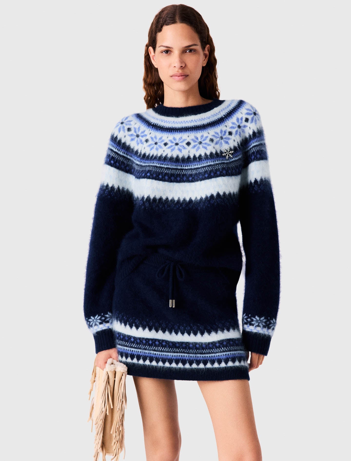 Maje Knitted Skirt Navy