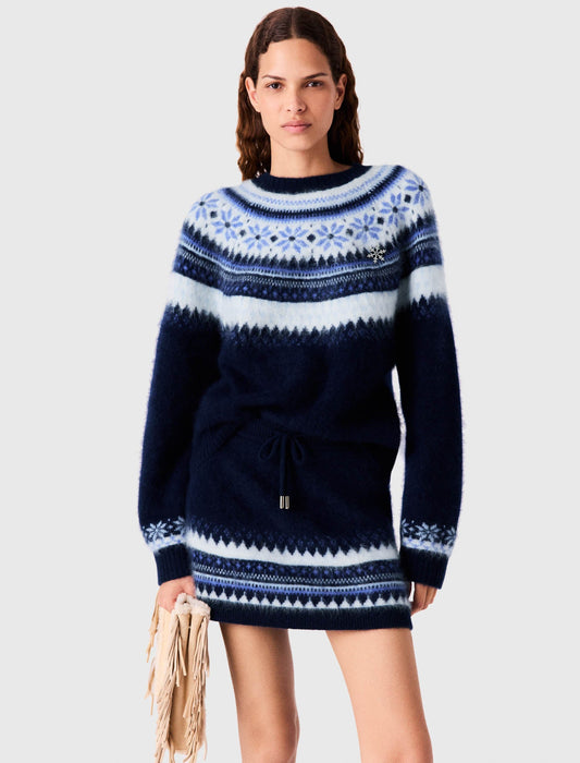 Maje Knitted Skirt Navy