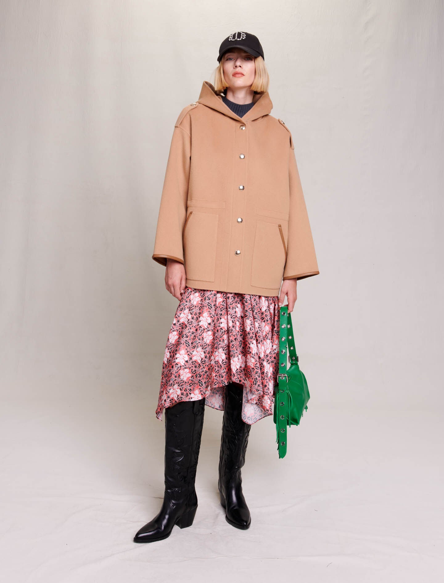 Camel-featured-hooded coat