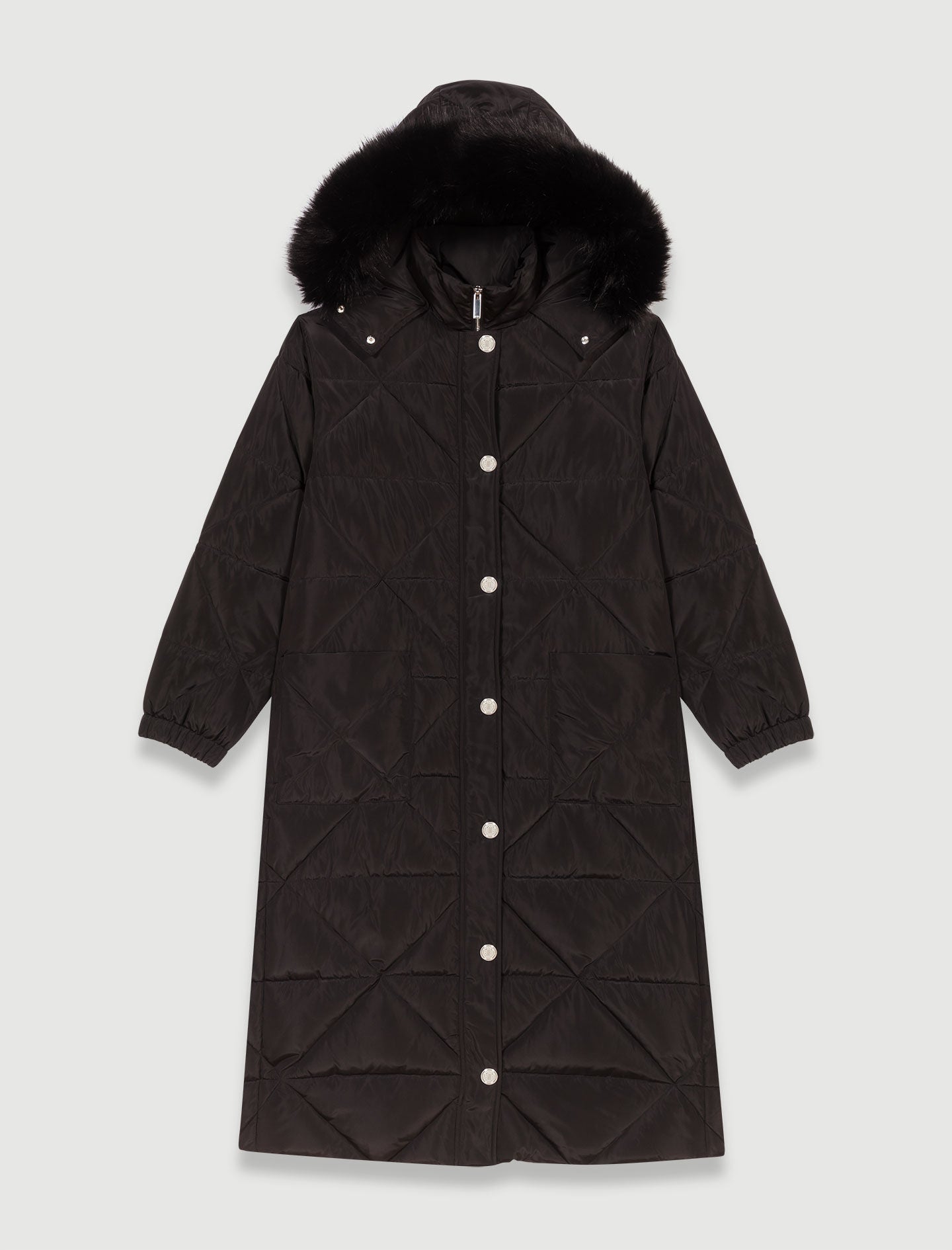 Black-long padded jacket