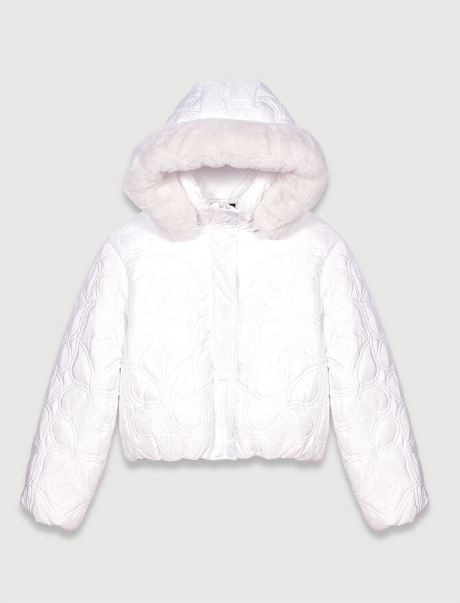 White-Short quilted puffer jacket